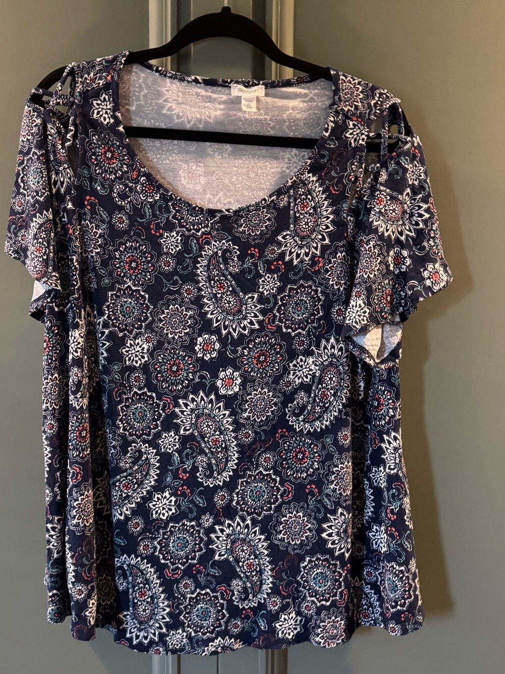 Westport Navy Paisley & Floral Short-Sleeve Top